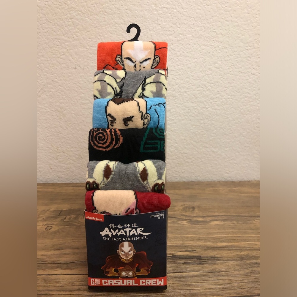 NWT Men's Avatar the Last Airbender 6-Pack Crew Socks Sizes 8-12